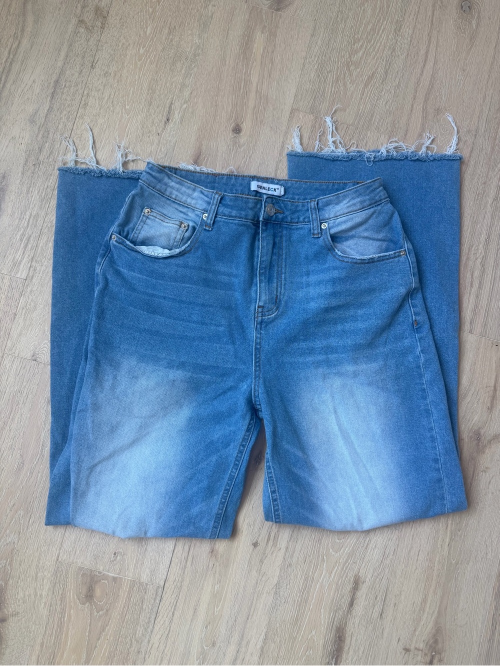GenleCk Y2K Low Rise Bootcut Flare Jeans | Distressed Ripped | Raw Hem